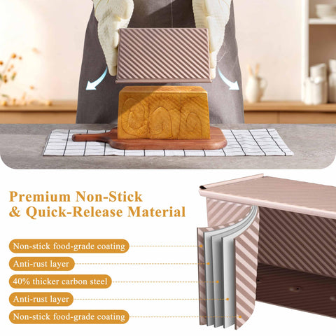 Bottom vent design on LIANYU loaf pan promoting airflow for crisp crust