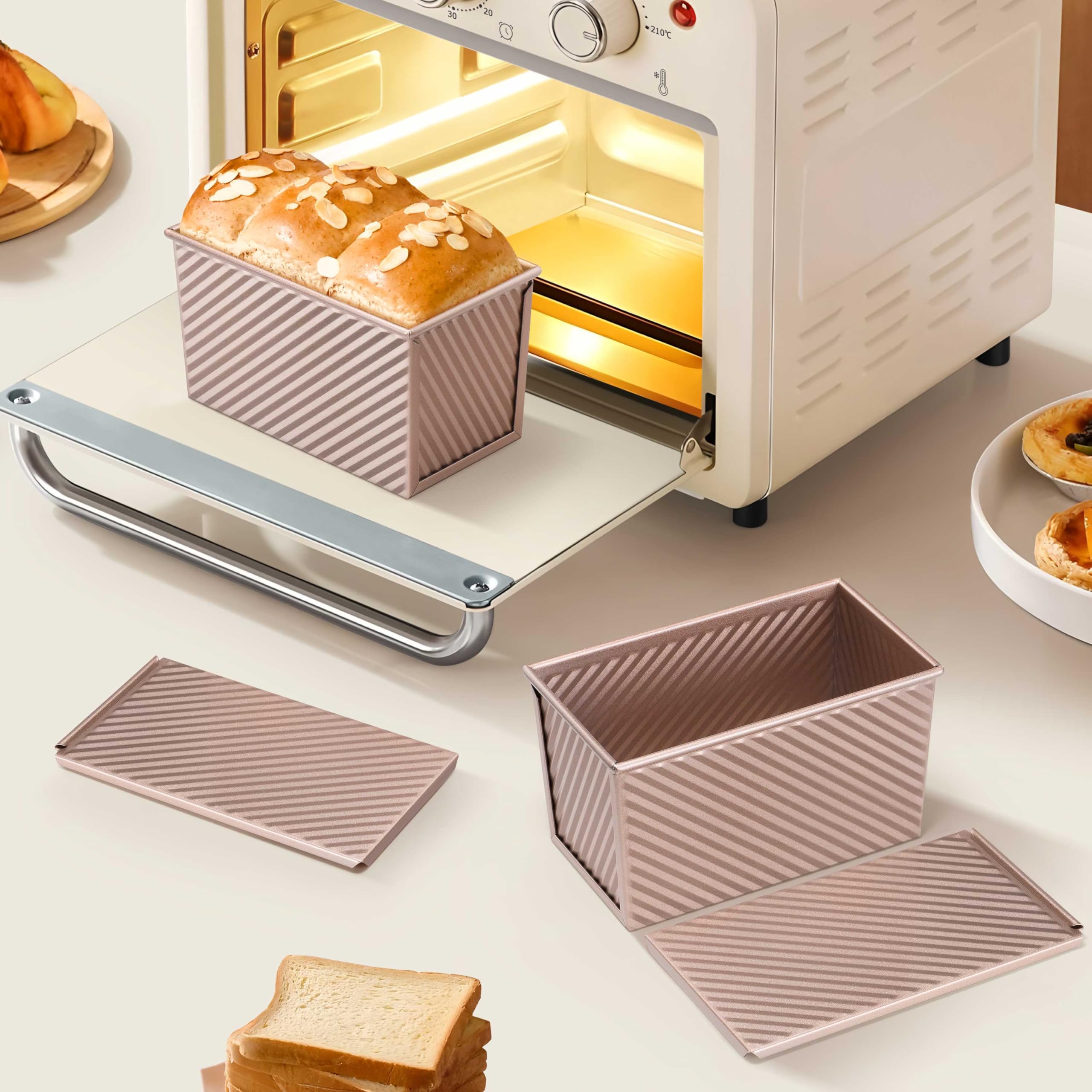 LIANYU loaf pan with lid removed demonstrates versatile loaf shaping