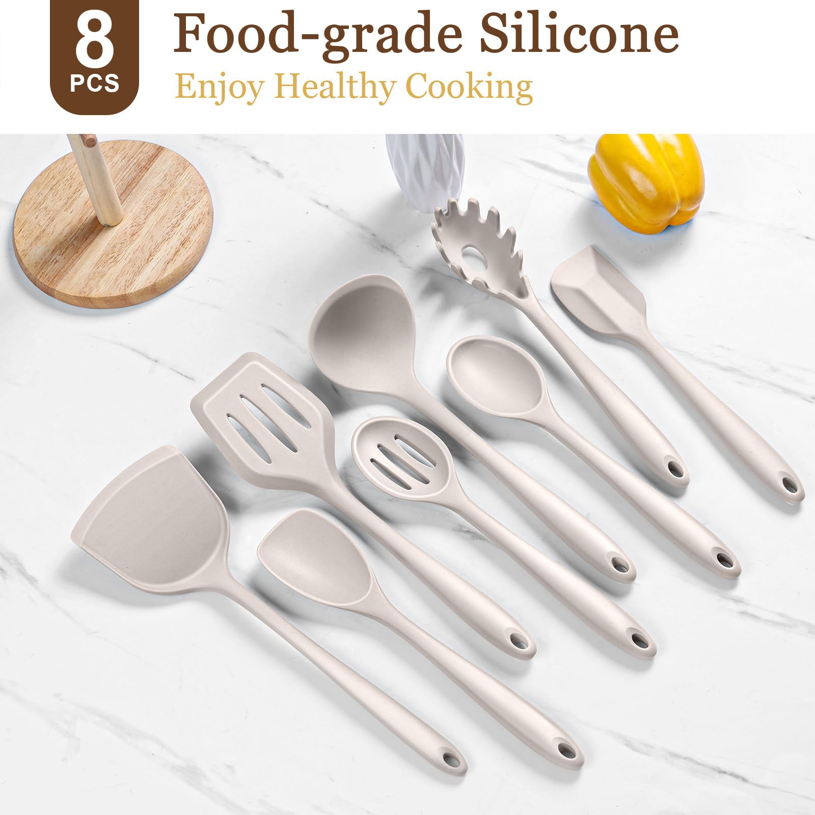 LIANYU slotted turner with flat head protects nonstick pans