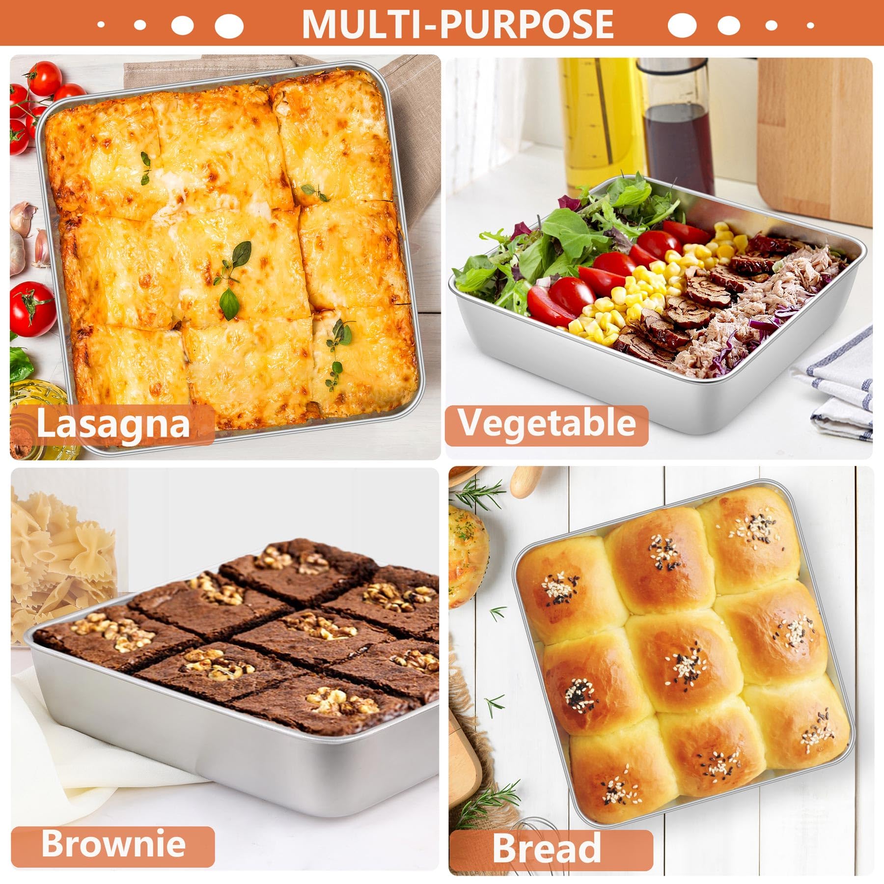 LIANYU square pans nested to save space in a busy kitchen.