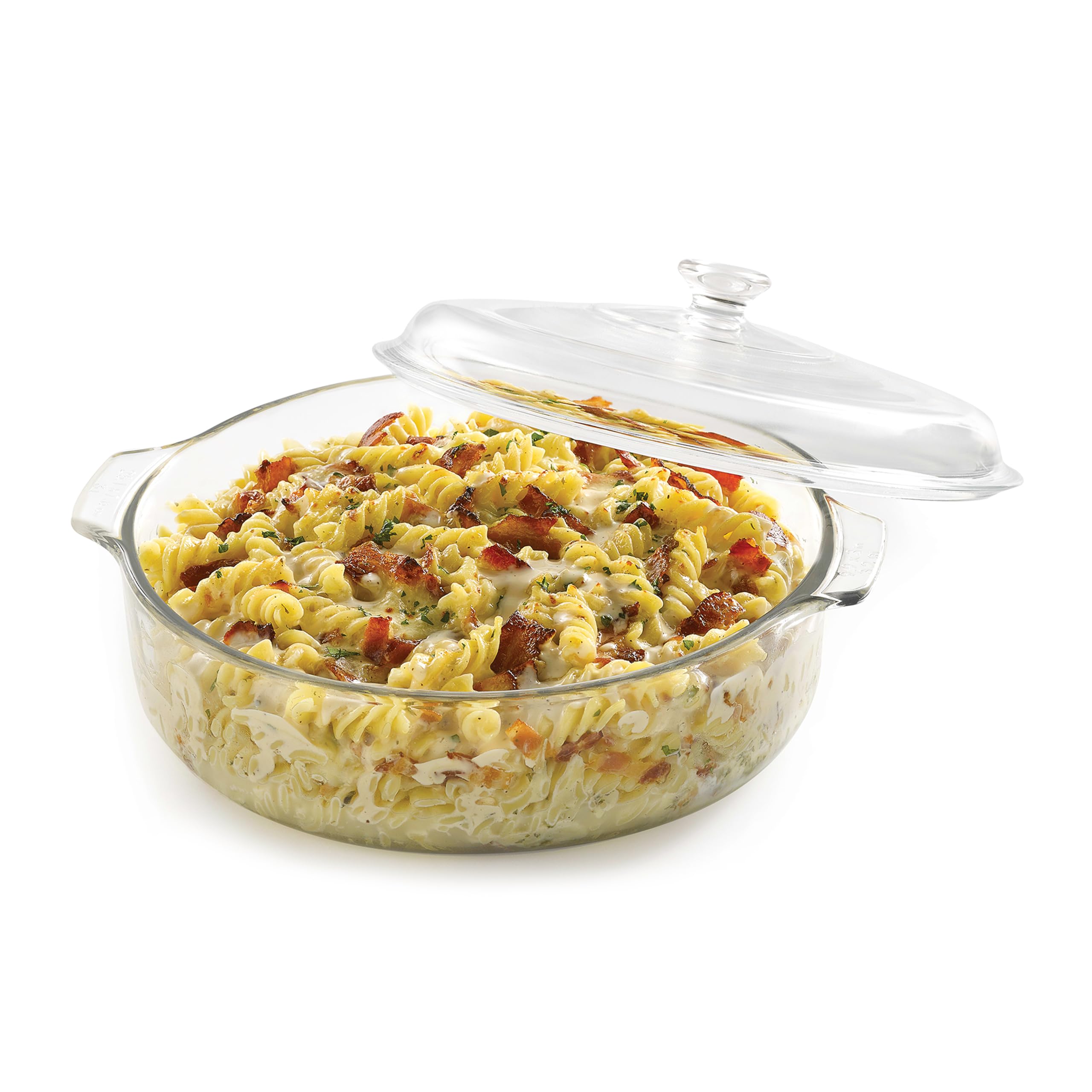 Libbey 55952 covered casserole dish with lid enables even baking and easy serving.