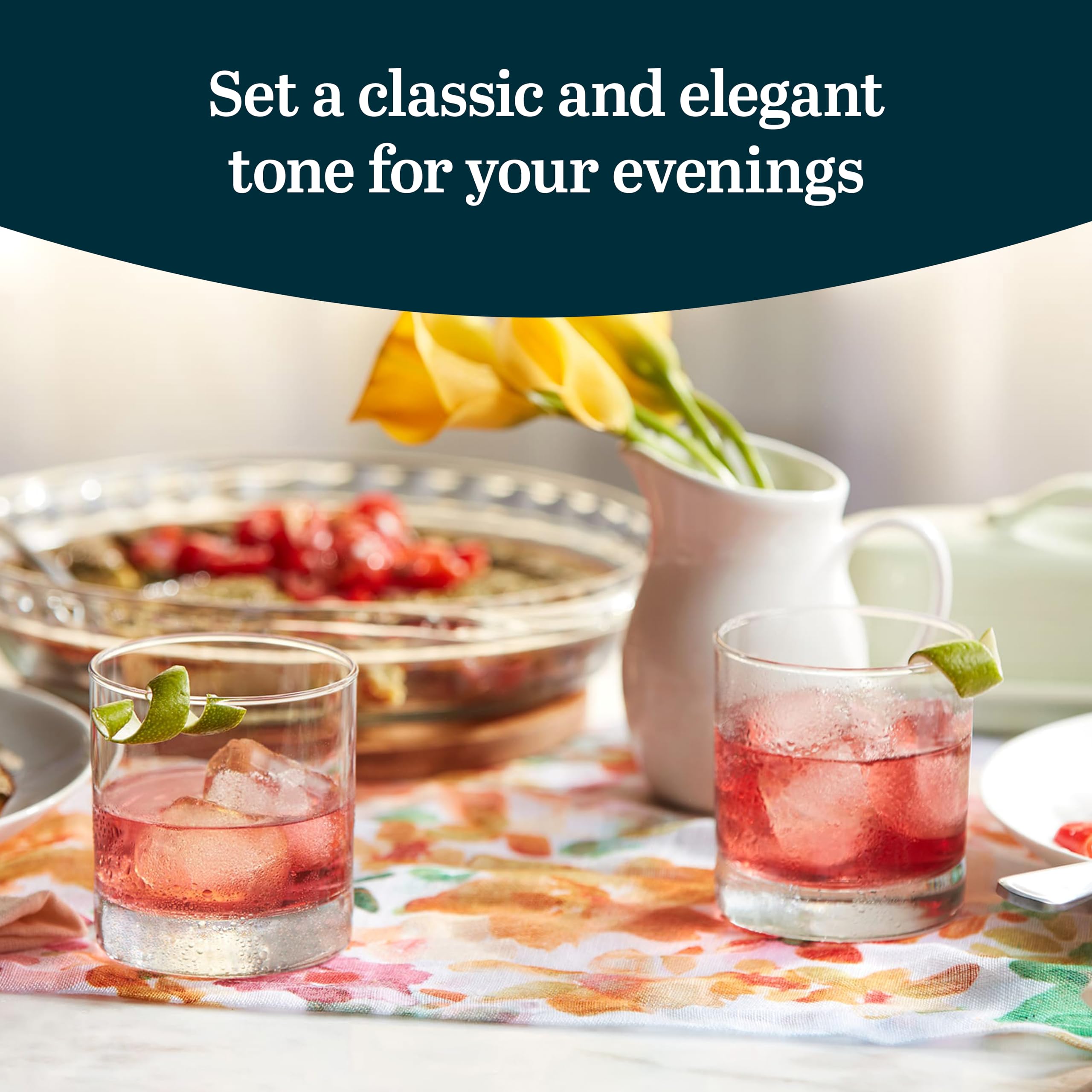 Libbey 917CD weighted base with straight lines promotes a refined, easy grip