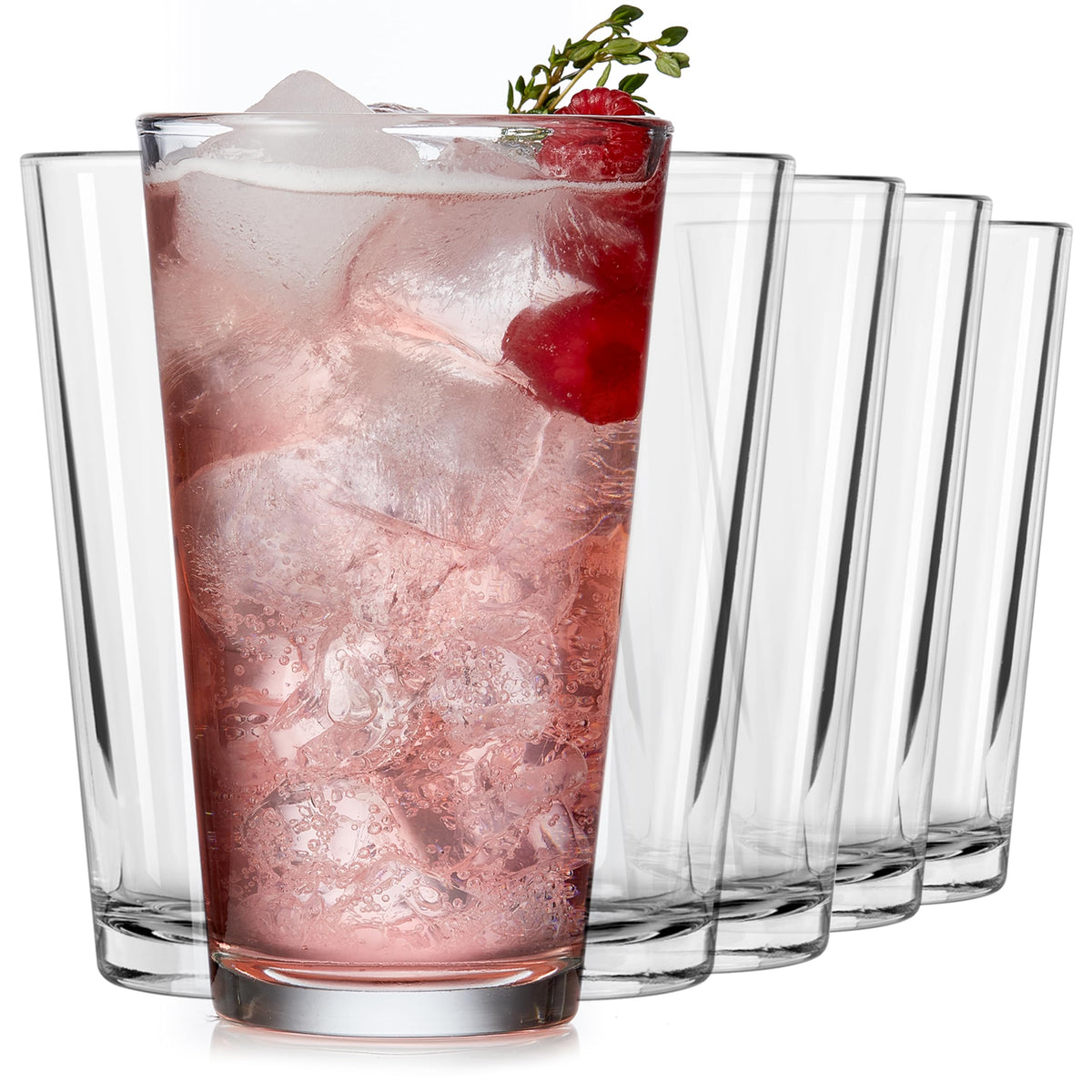 Libbey Bar Essentials tumbler front view shows 16 oz capacity for cocktails and everyday drinks.