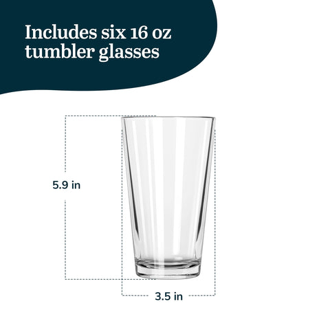 Libbey Bar Essentials tumbler 16 oz pour shot demonstrates smooth pouring for cocktails.