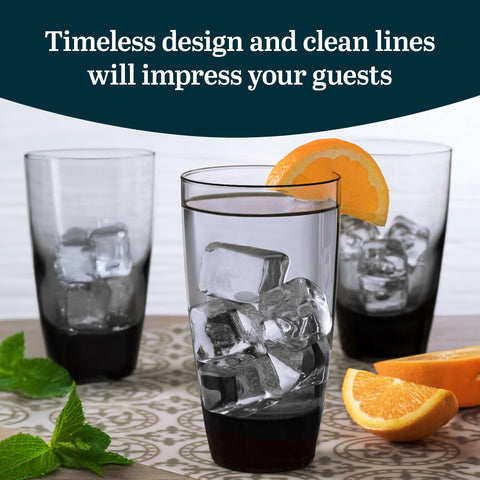 Libbey Classic Smoke Tumbler 18oz side view, comfortable grip for easy refills.