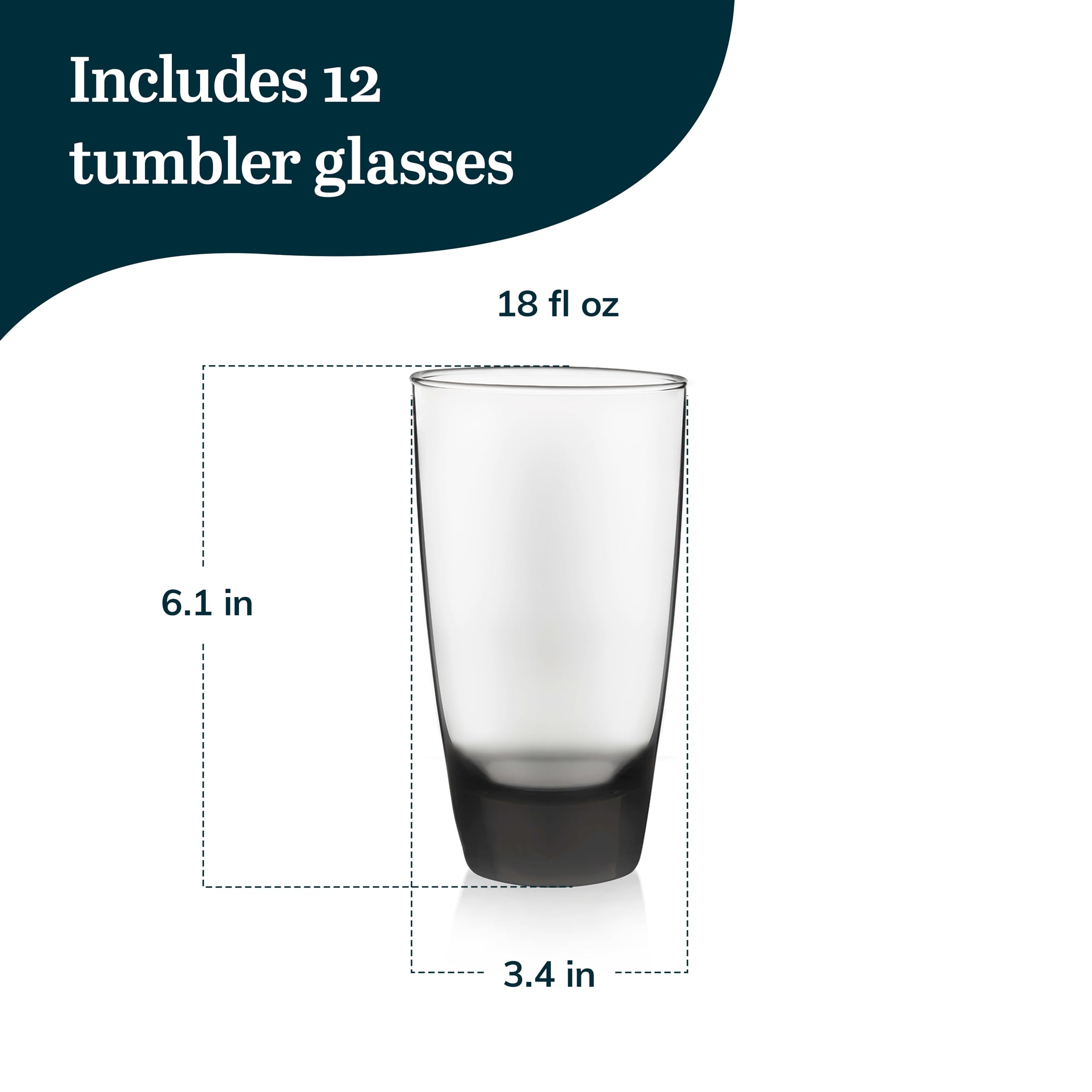 Libbey Classic Smoke Tumbler 18oz top view, smoky hue elevates table setting.