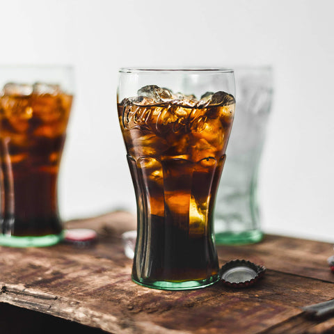 Durable glass Libbey Coca-Cola tumbler designed for repeated use.