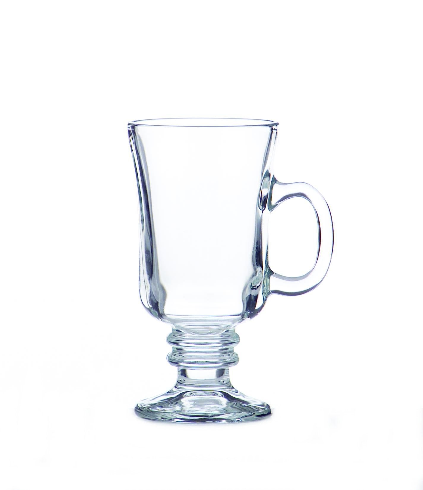Libbey Irish Coffee Mug in clear glass, ideal for hot drinks and elegant serving.