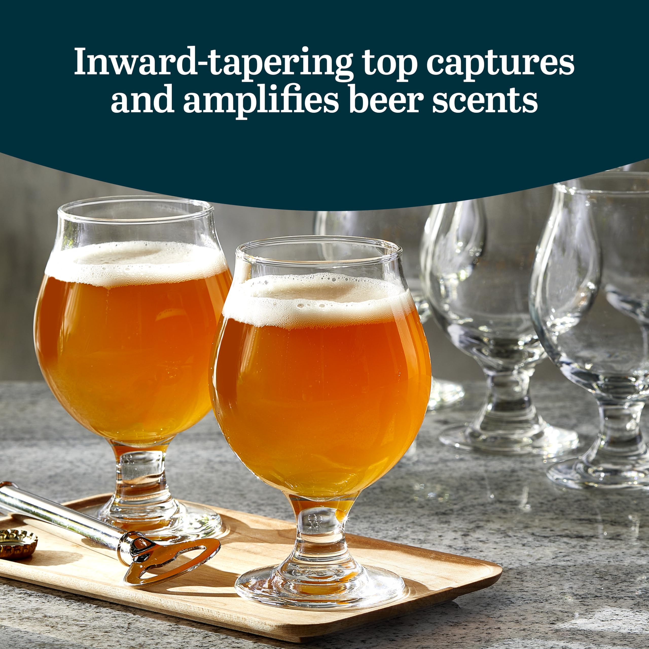 Libbey dishwasher-safe lead-free beer glasses simplify cleanup after entertaining