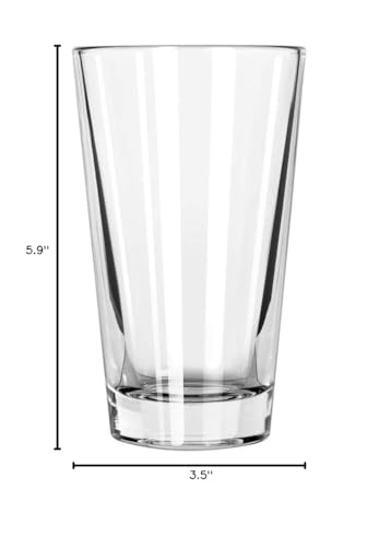 Libbey pint glass with DuraTuff Rim, bar setting for multipurpose use.