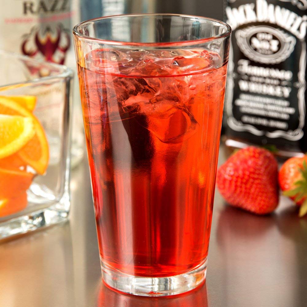 Libbey pint glass with DuraTuff Rim, top view showing crystal clarity.