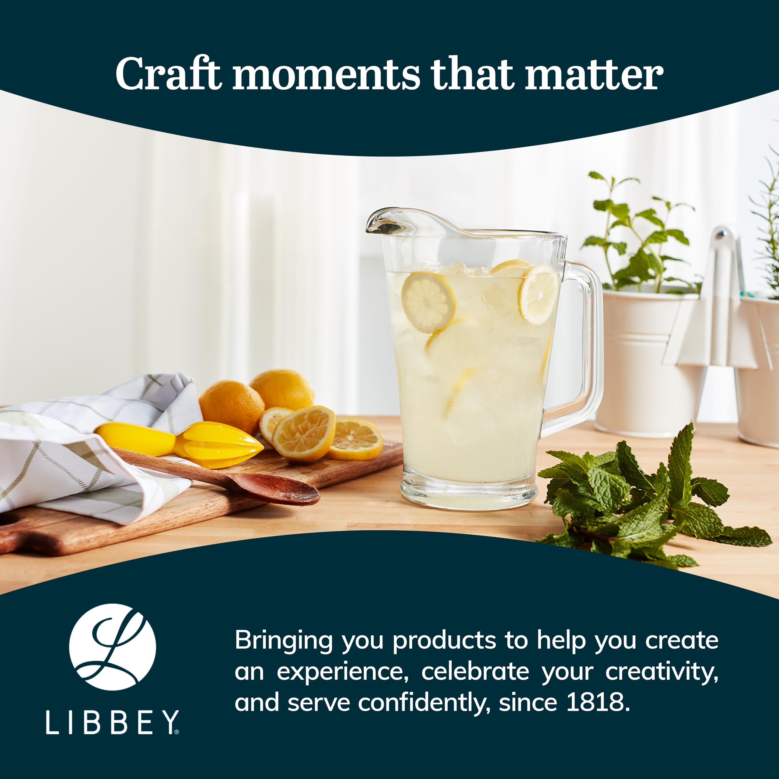 Libbey glass pitcher for beer punch ready for entertaining.