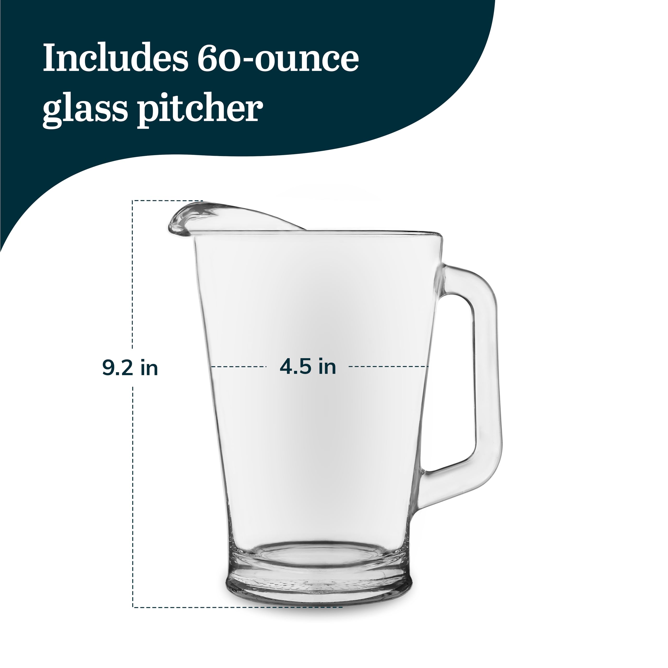 Libbey pitcher with stable base for steady pours.