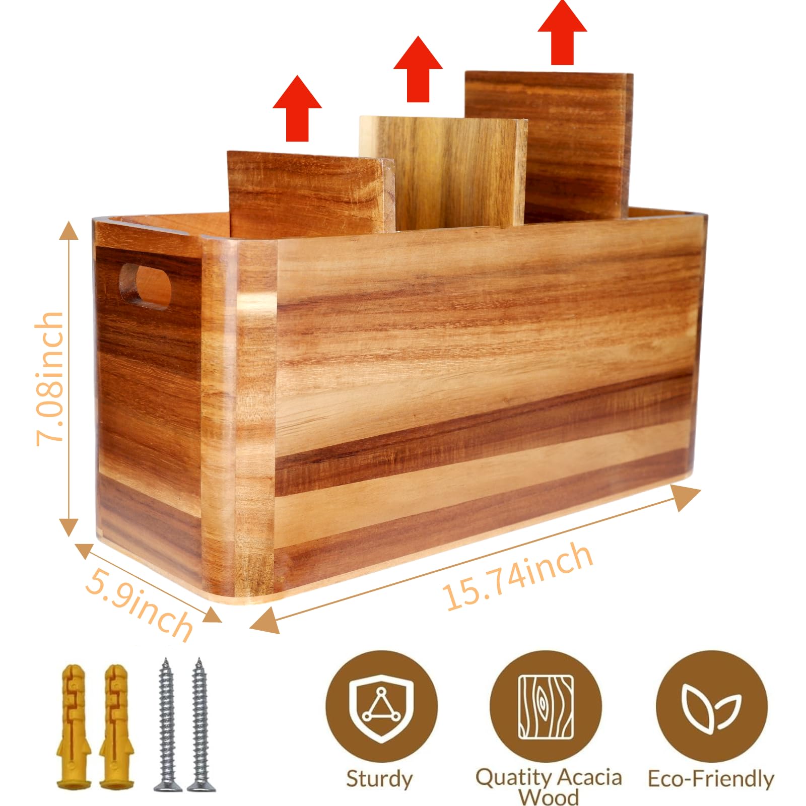 Brightdeer acacia wood utensil holder adds natural warmth and durability to kitchen storage.