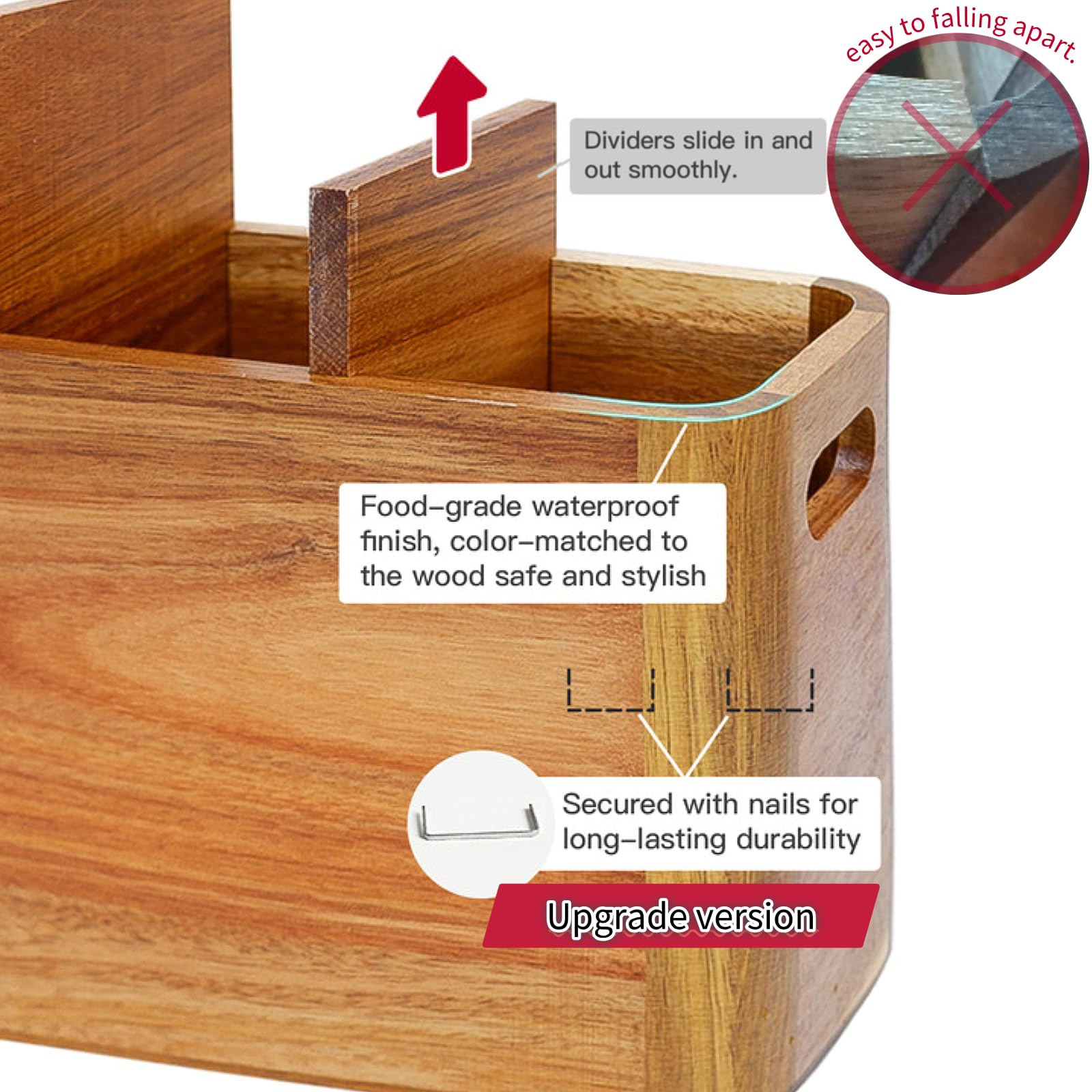 Brightdeer removable partition enables easy cleaning and flexible utensil separation.