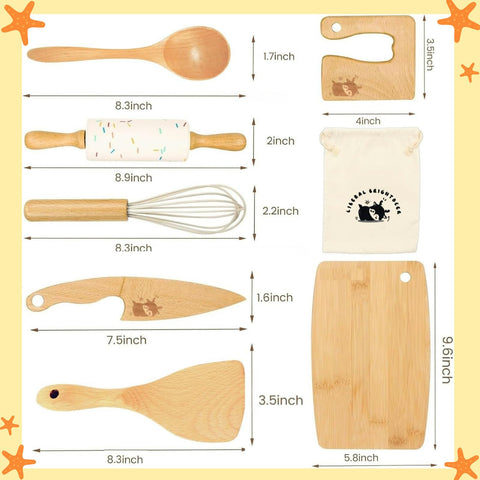 Liberal Brightdeer wooden cutting board offers sturdy prep for tiny chefs.