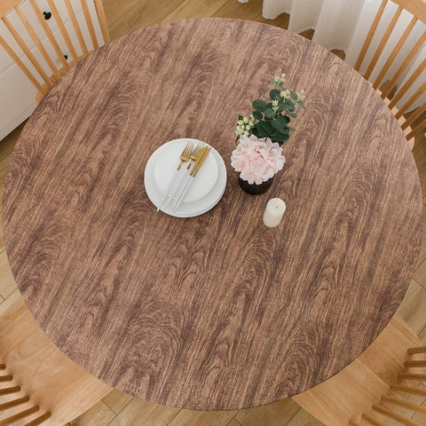LIBERECOO round tablecloth with flannel backing for a non-slip, secure fit.