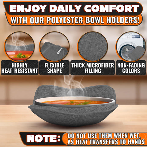 LIBERHAUS bowl holder demonstrates reliable heat protection during microwave use.