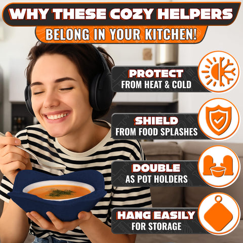 LIBERHAUS bowl hugger for hot food provides secure grip during transfer.