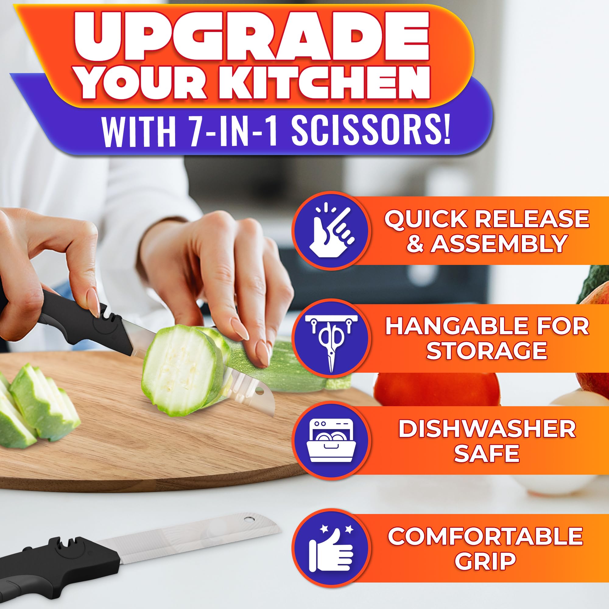 LIBERHAUS detachable blades on kitchen shears enable thorough cleaning after use.