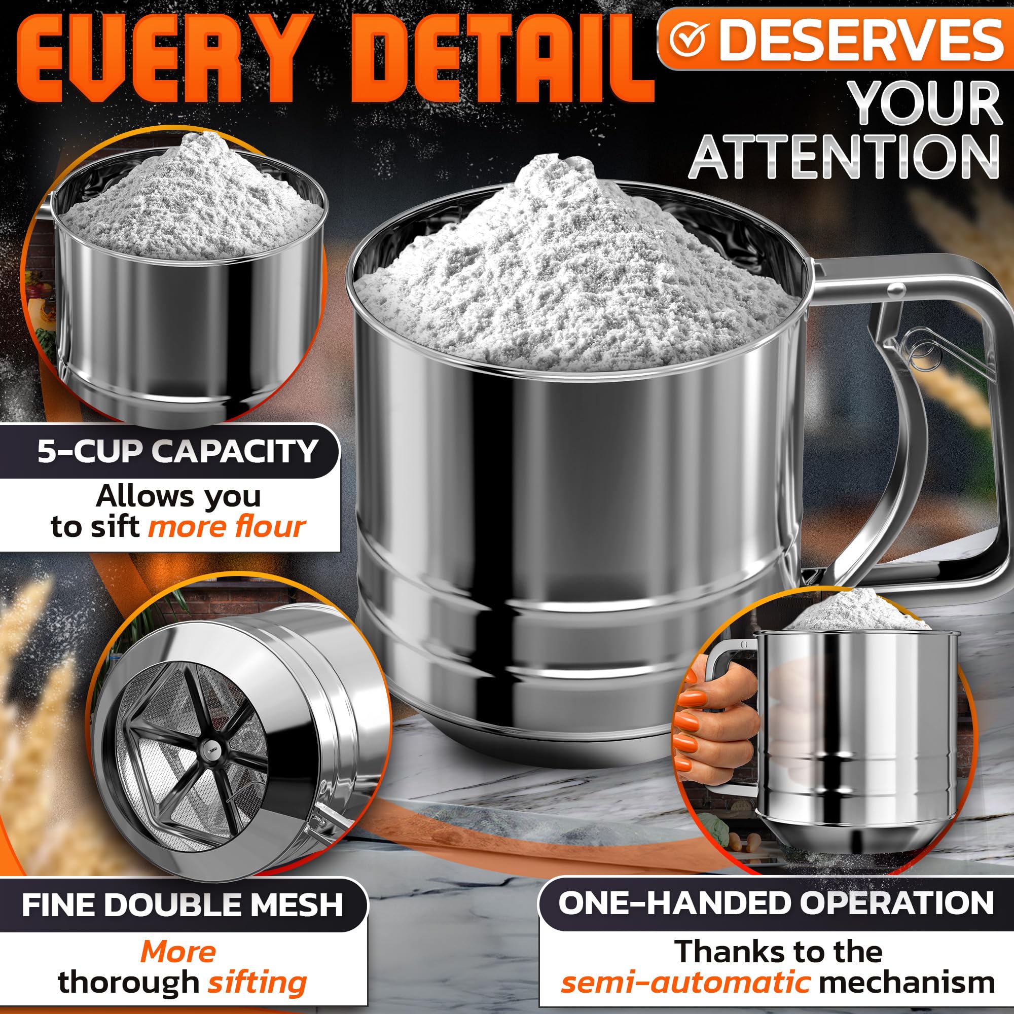Dual mesh filtration of LIBERHAUS sifter removing clumps