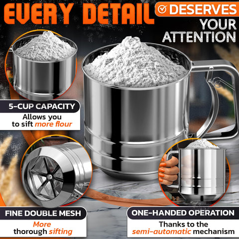 Dual mesh filtration of LIBERHAUS sifter removing clumps