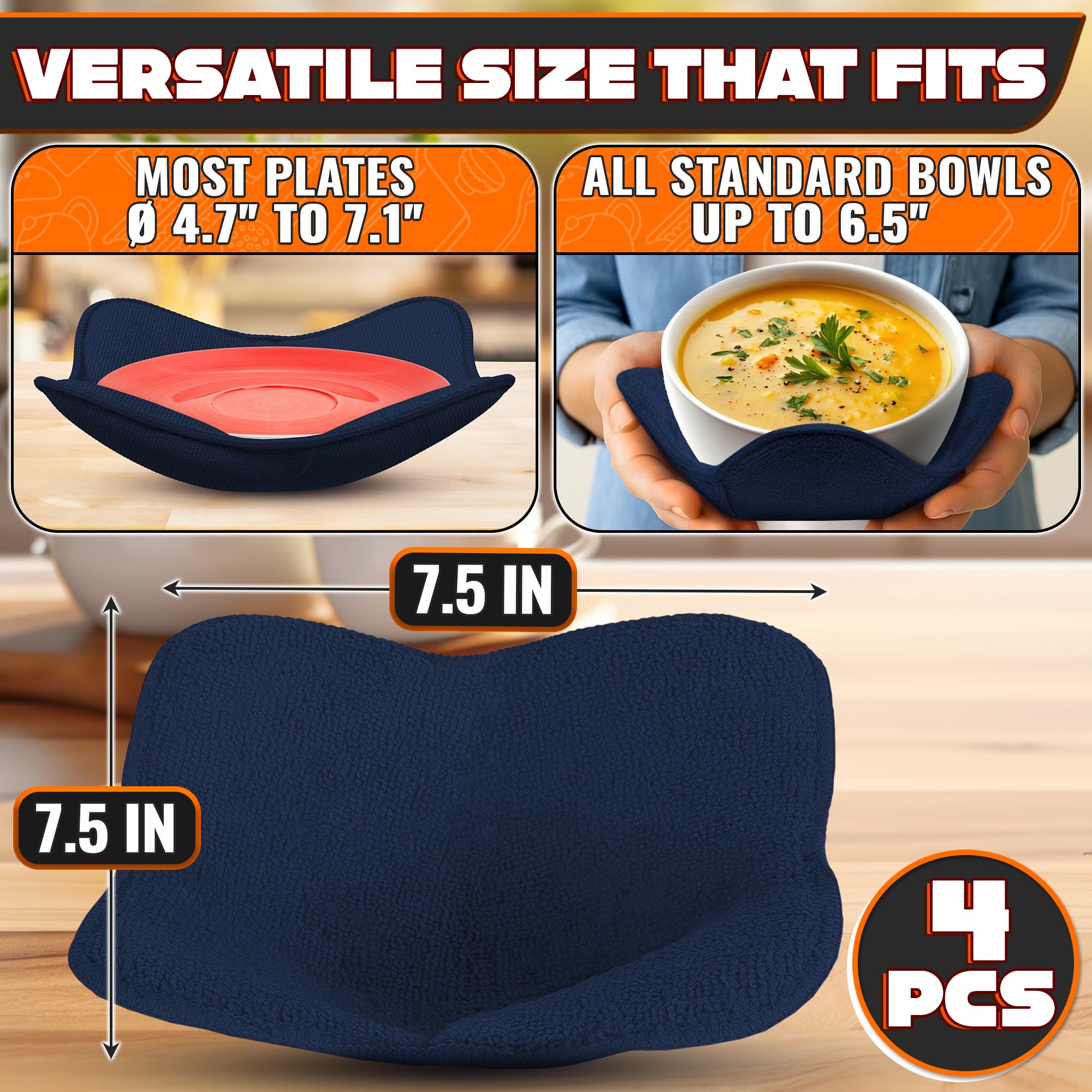 LIBERHAUS heat resistant bowl holder demonstrates durable fabric grip for safe microwave handling.