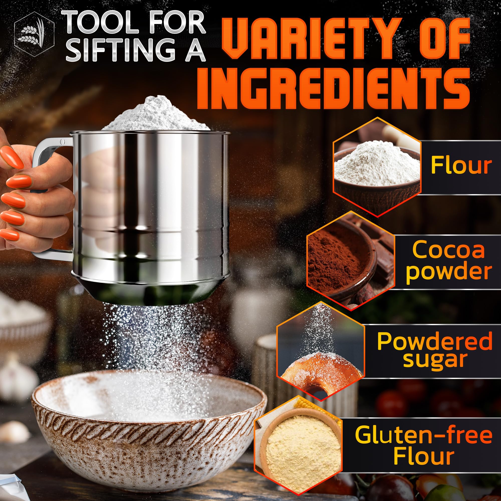Large capacity LIBERHAUS sifter for batch baking