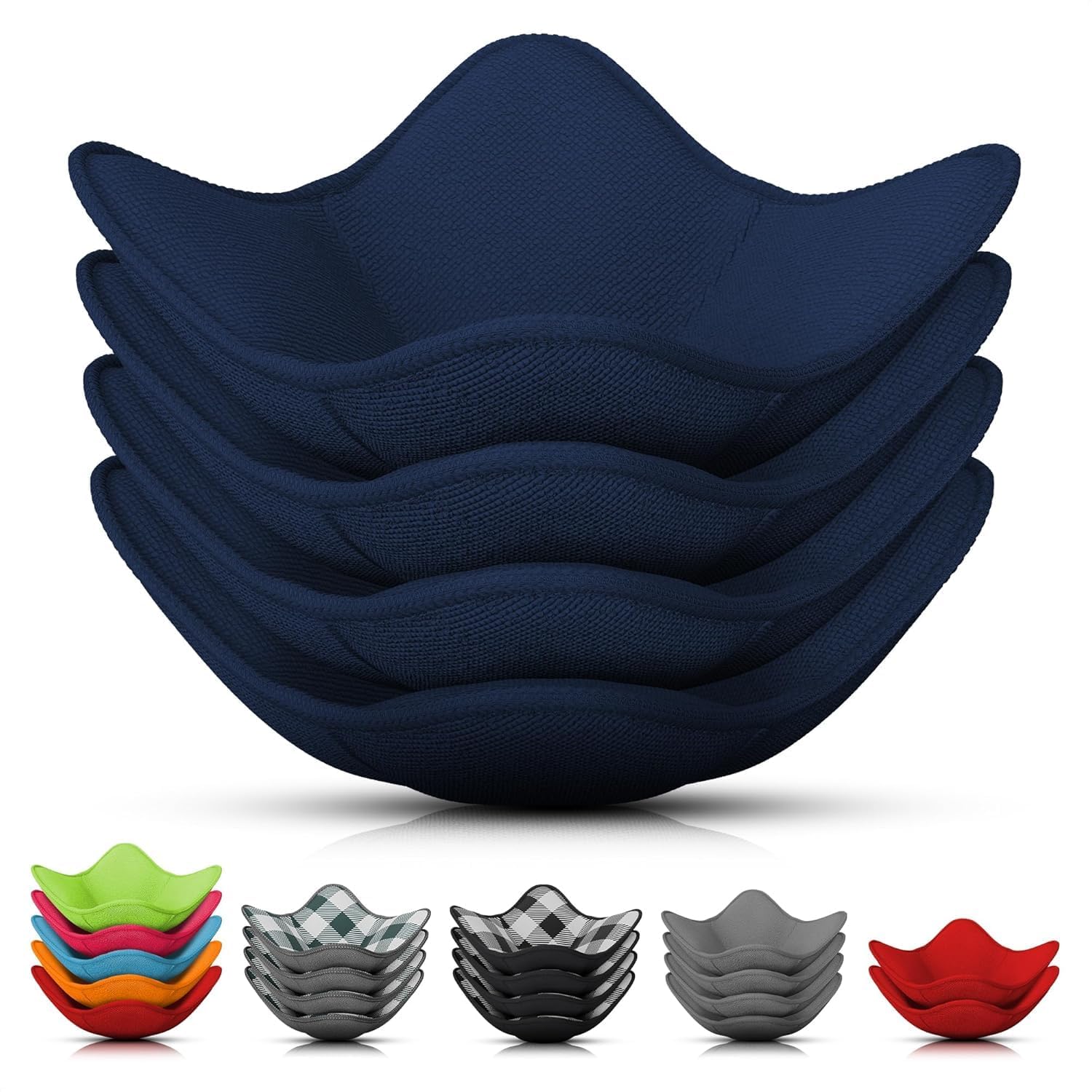 LIBERHAUS microwave bowl cozy set in deep navy protects hands when lifting hot bowls.