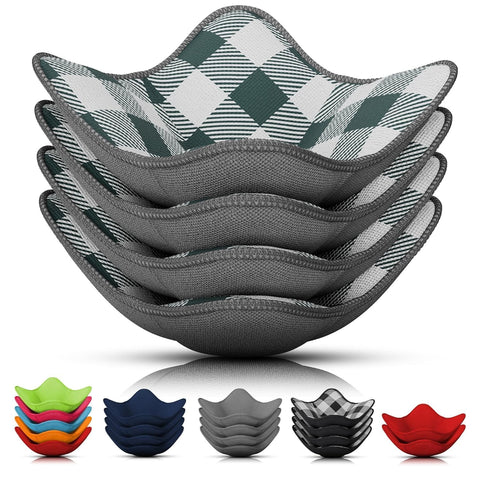 Liberhaus microwave bowl cozy gray checkered closeup for heat-safe handling