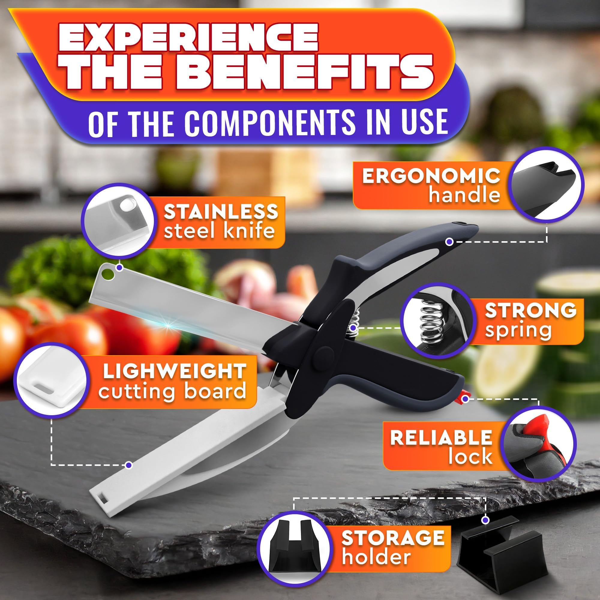 LIBERHAUS safe-lock kitchen scissors offer secure storage and controlled cutting.