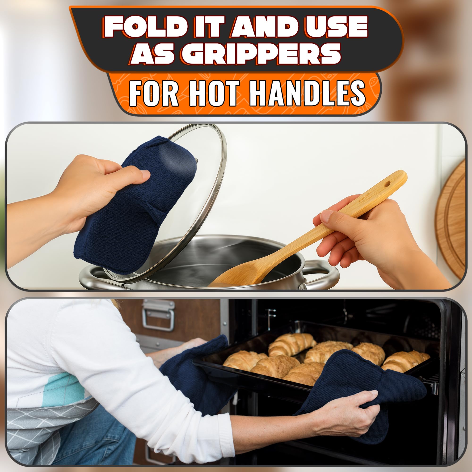 LIBERHAUS secure grip bowl cozy prevents slips when removing bowls from the microwave.