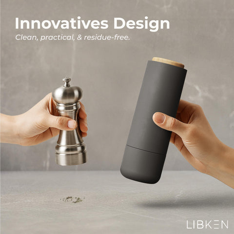 LIBKEN adjustable ceramic grinder delivers precise coarseness for recipes.
