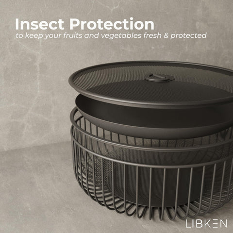 LIBKEN countertop basket organizes fruits and vegetables with stylish countertop display.