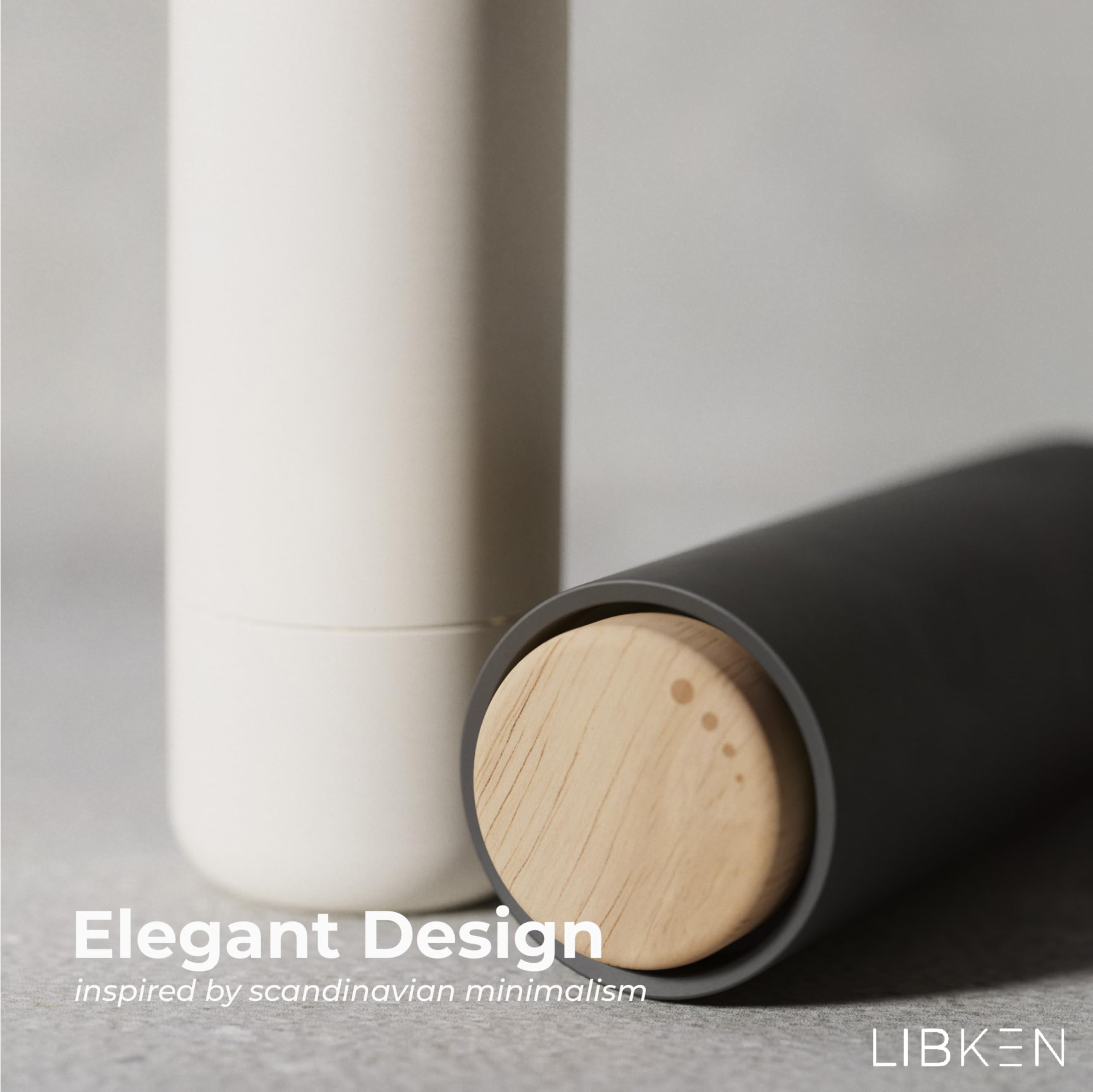 LIBKEN durable spice mill blends wood and plastic for lasting use.