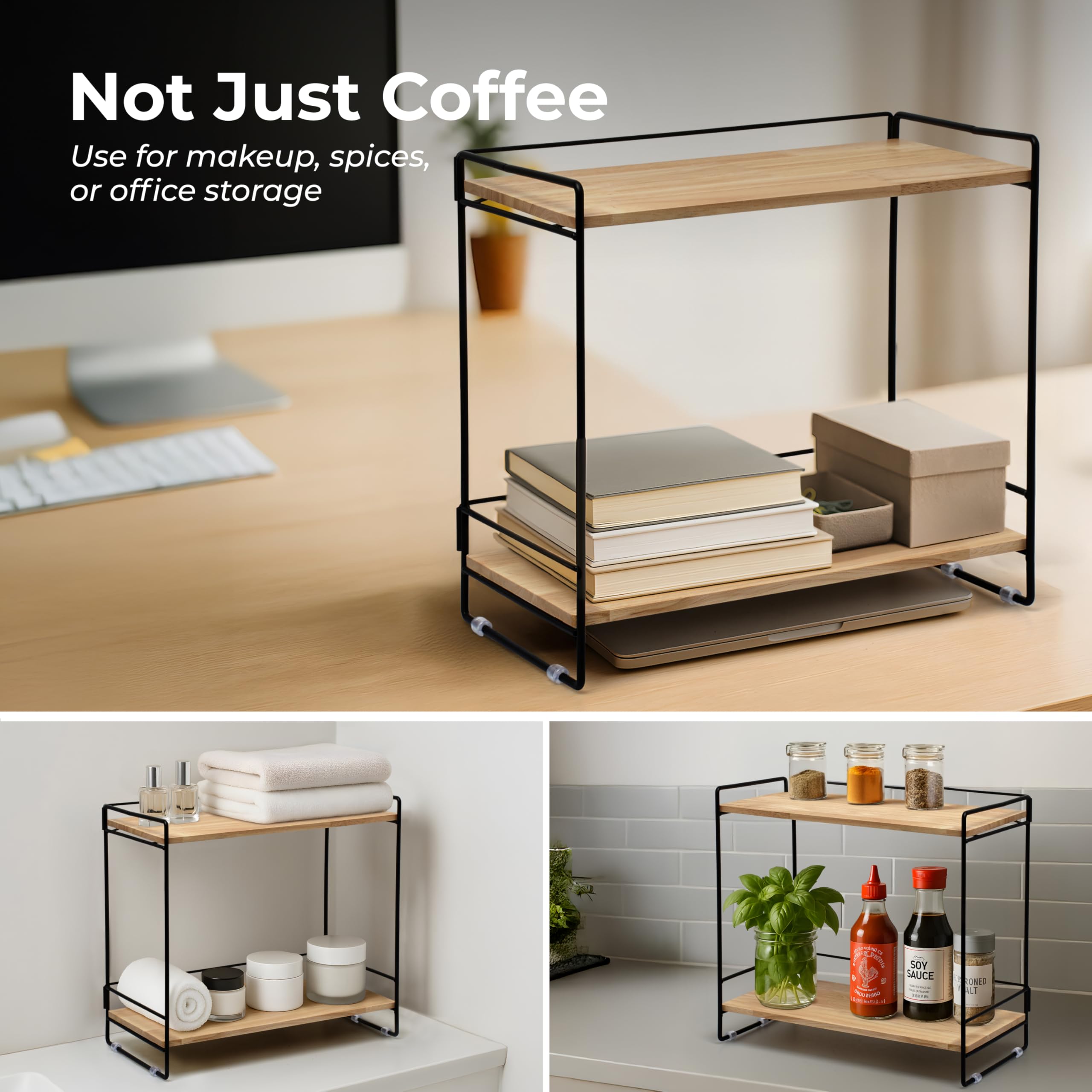LIBKEN versatile shelf stores tea, snacks, or office supplies with style