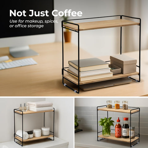 LIBKEN versatile shelf stores tea, snacks, or office supplies with style