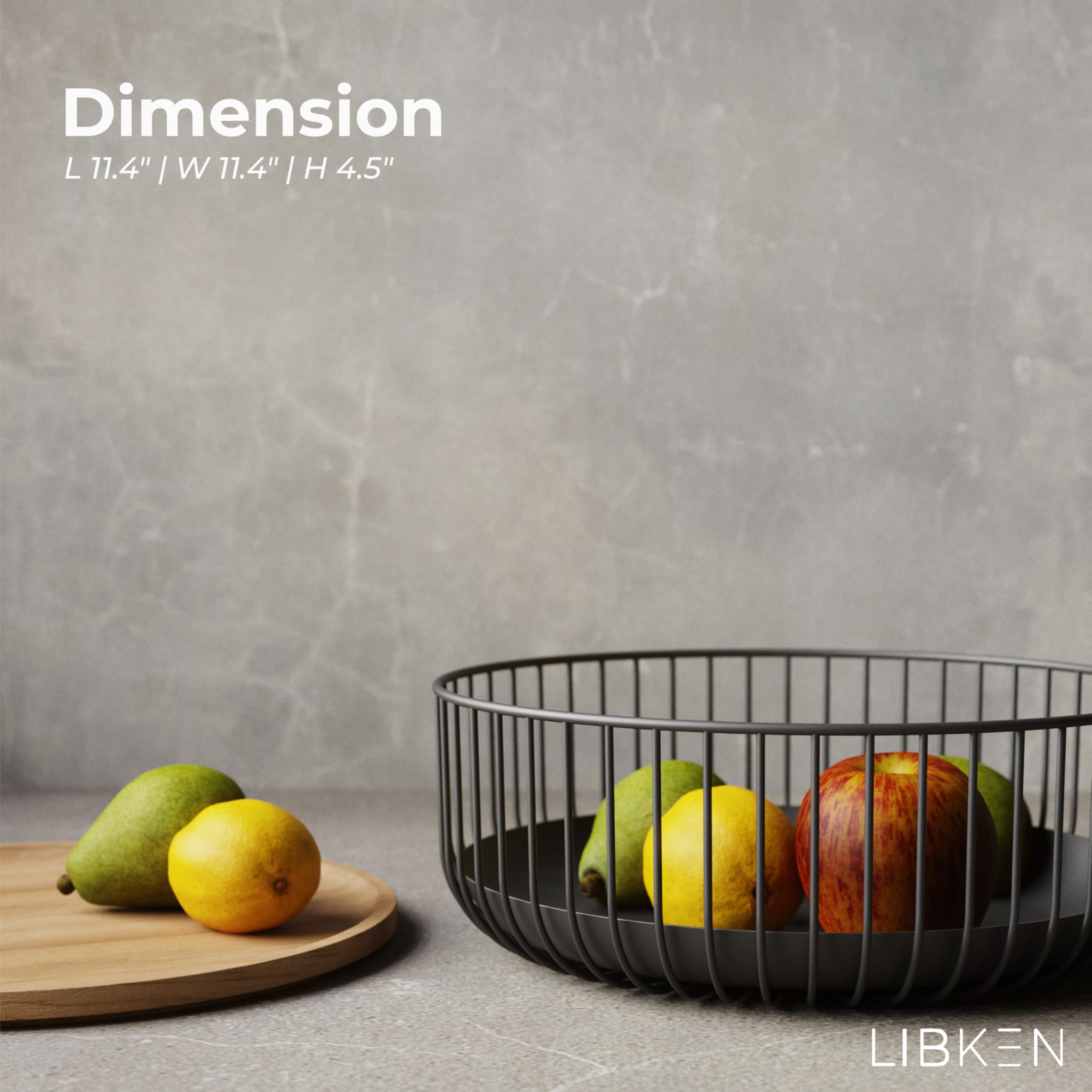LIBKEN black wire fruit basket featuring a removable lid