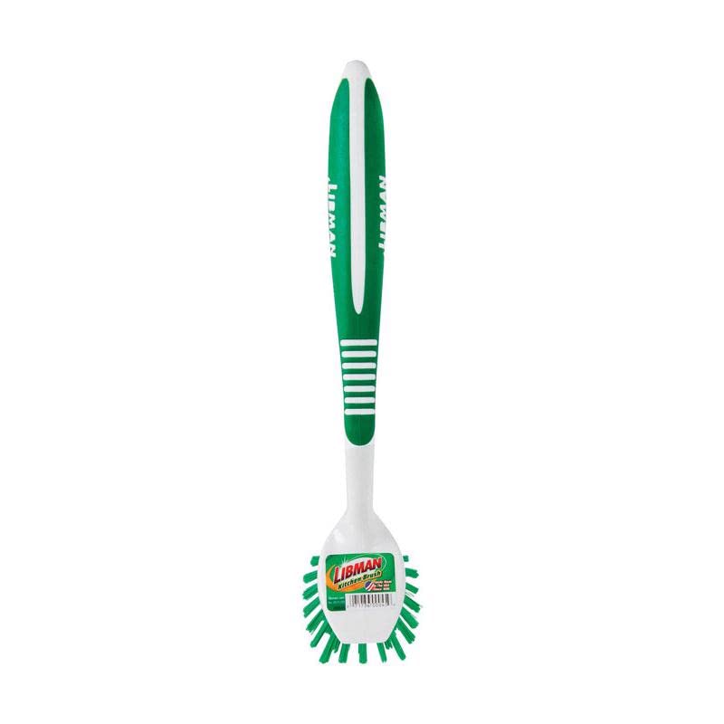 LIBMAN Commercial Kitchen Brush with Scrapper in use shows efficient cleaning in busy kitchens