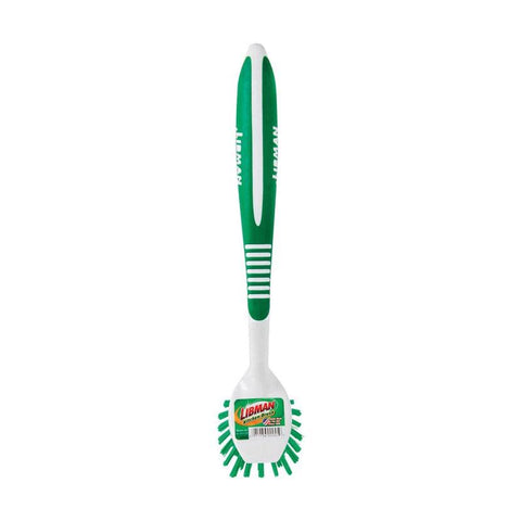 LIBMAN Commercial Kitchen Brush with Scrapper in use shows efficient cleaning in busy kitchens