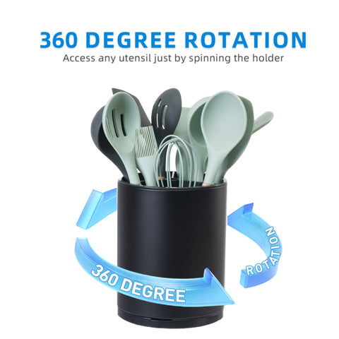Three-compartment design organizes spoons, spatulas, and tools for tidy counters.