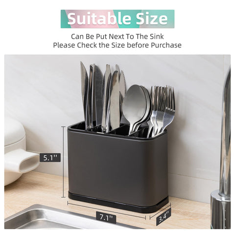 LIBODOUR countertop utensil organizer with drainage holes for quick air drying.