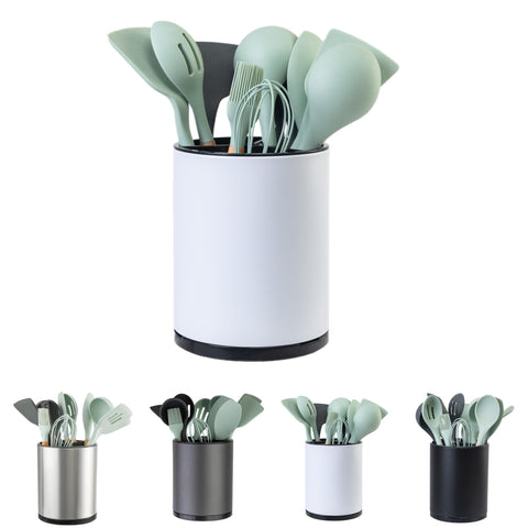 LIBODOUR extra-large 360° rotating utensil holder on counter for easy reach and organization.