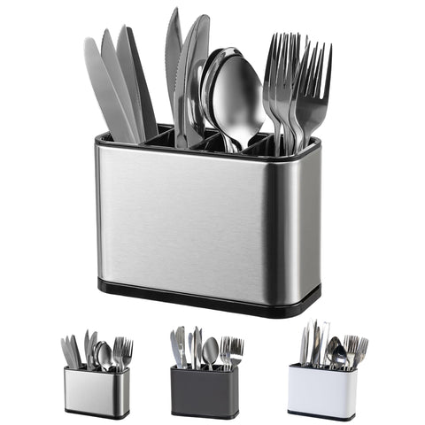 LIBODOUR four-compartment utensil holder, top view, keeps cutlery organized.
