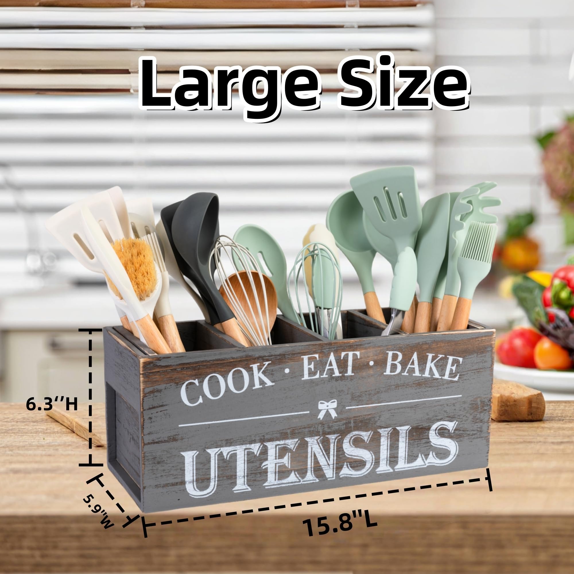 LIBODOUR Utensil Holder sits on the counter adding natural style to kitchens