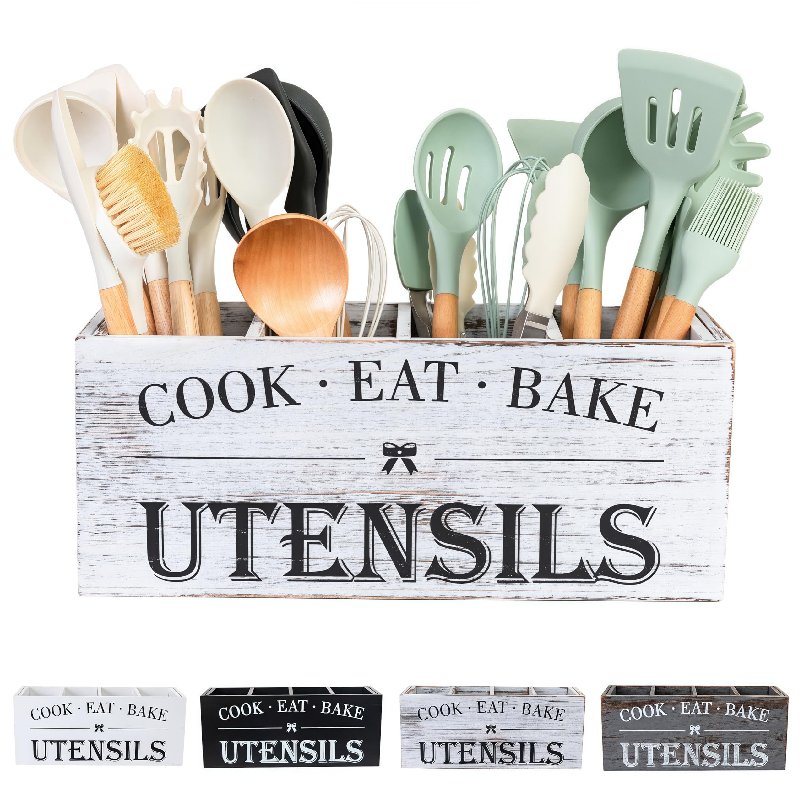 LIBODOUR Utensil Holder with large capacity organizing spatulas on the counter