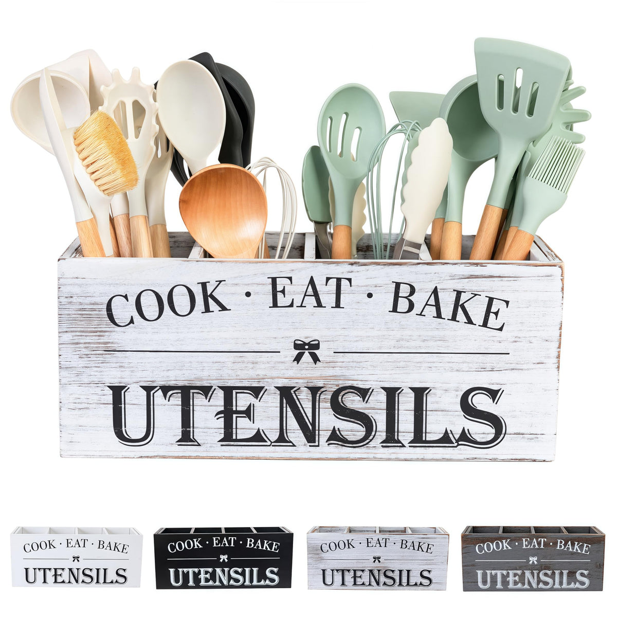 LIBODOUR Utensil Holder with large capacity organizing spatulas on the counter