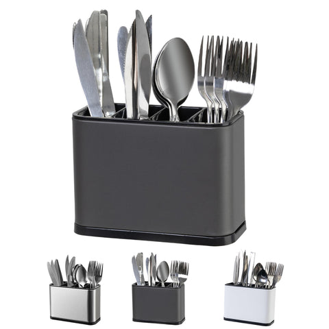 LIBODOUR utensil holder in stainless steel grey for a clean, organized counter.