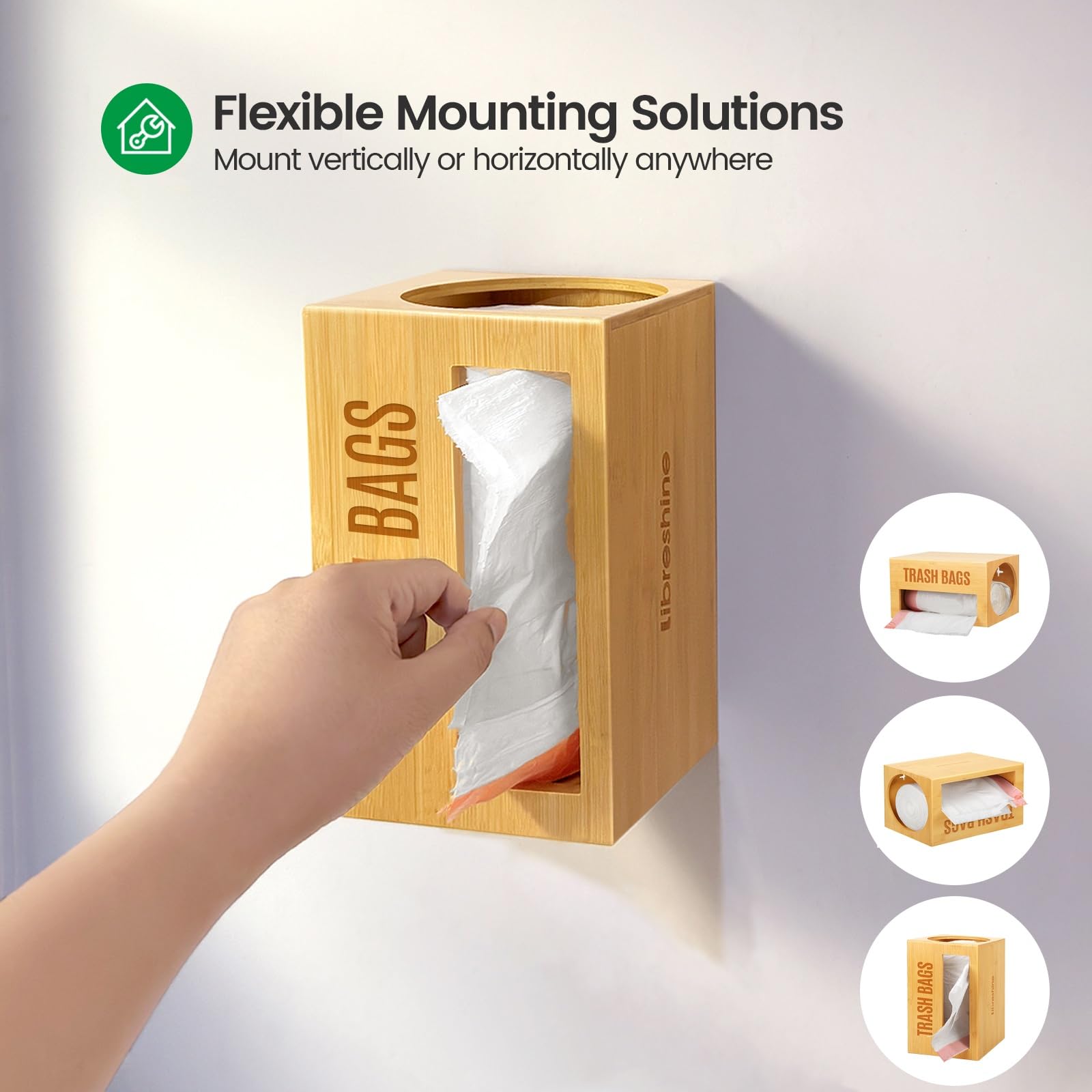 Libreshine bamboo dispenser shows smooth-dispensing holes for one-handed use