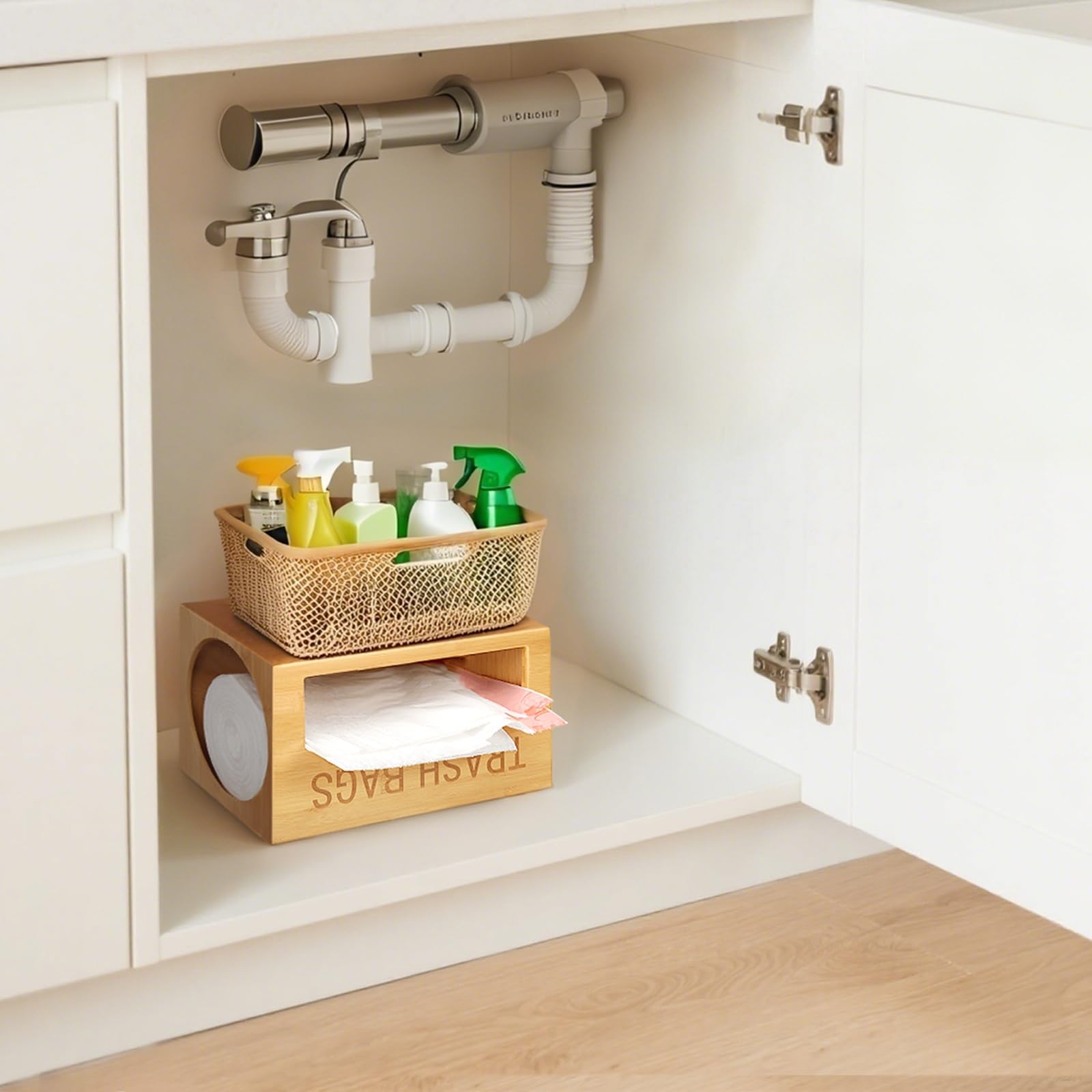 Libreshine under-sink installation shows neat, accessible bags